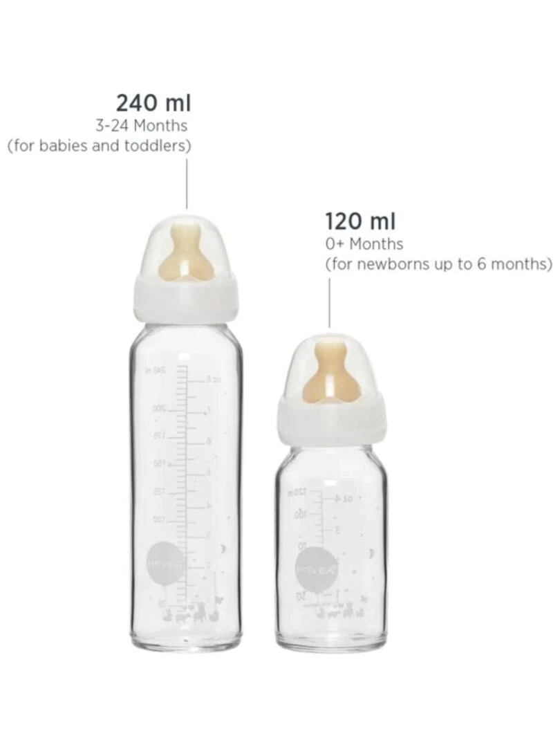 Biberon en verre 240 ml (1pc)   Hevea   Blanc