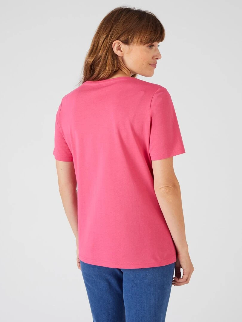 Tee shirt pur coton   Damart   Rose framboise