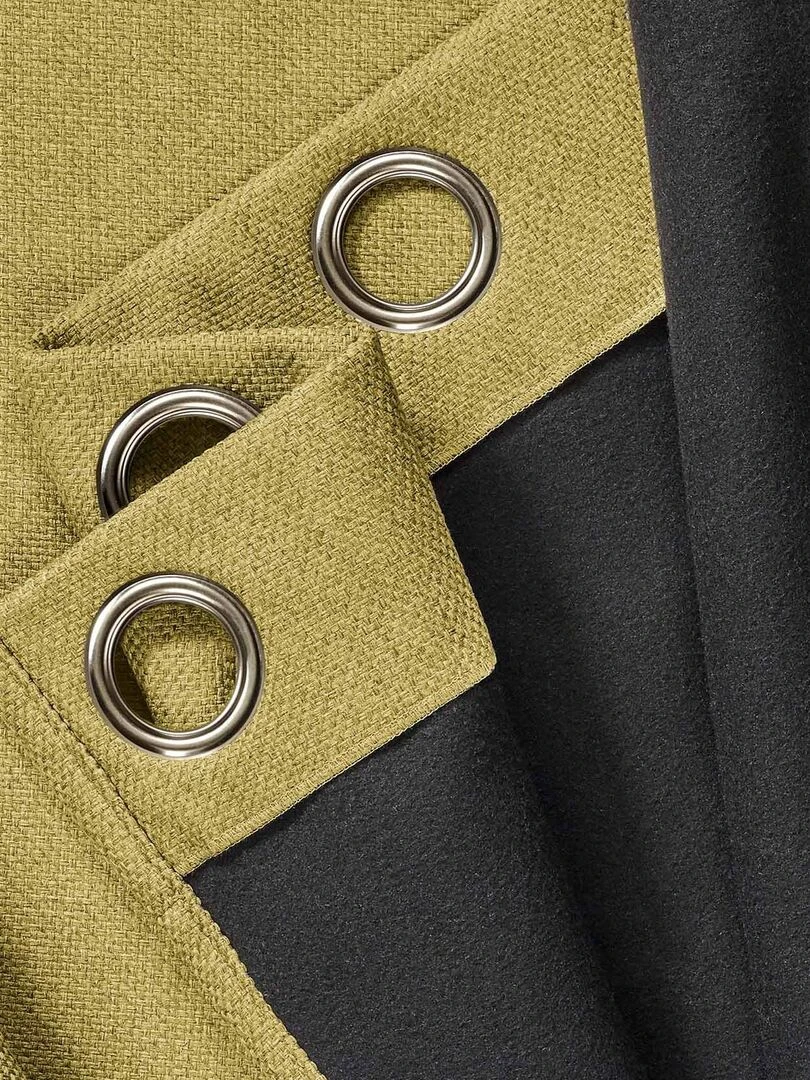 Rideau thermique jacquard doublé flanelle   Jaune