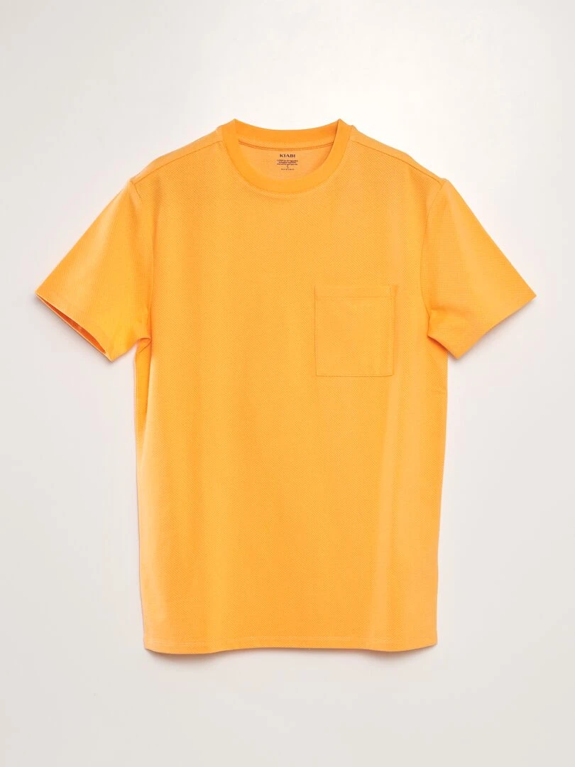 T shirt moucheté à poche poitrine Orange