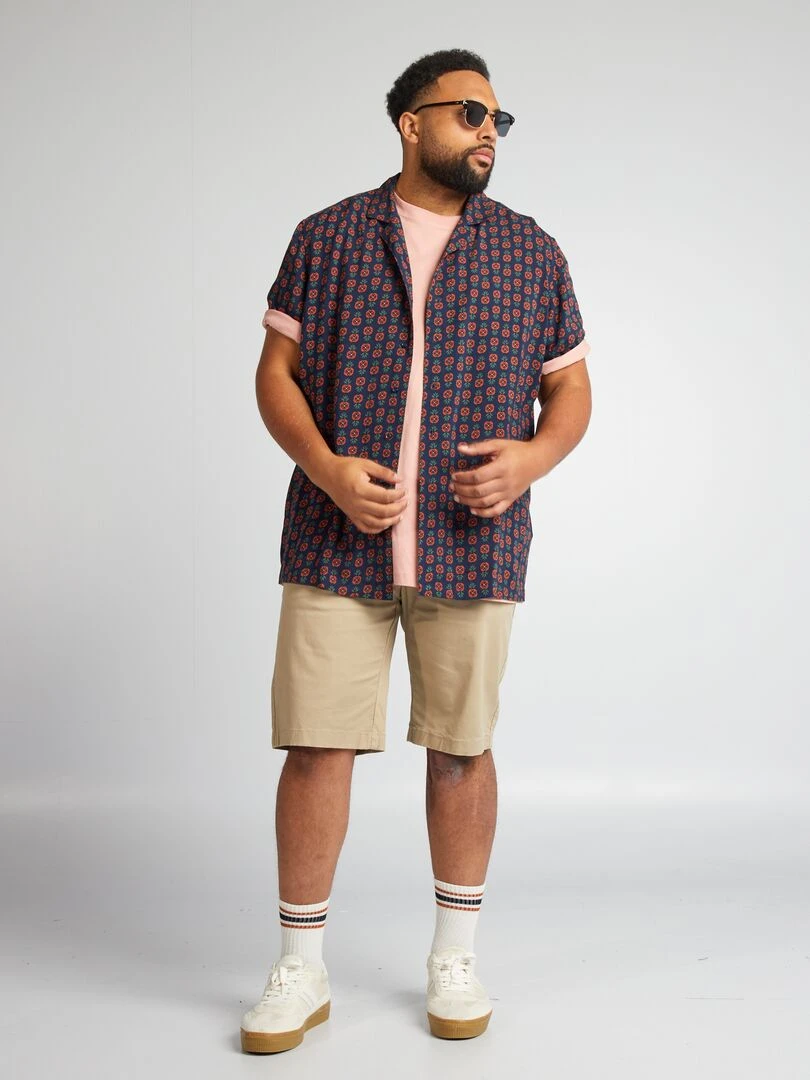 Chemise fluide à col pyjama Bleu marine