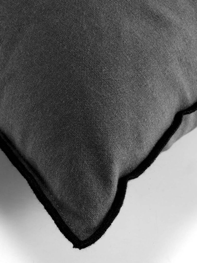 Coussin avec surjet en coton recyclé gris anthracite