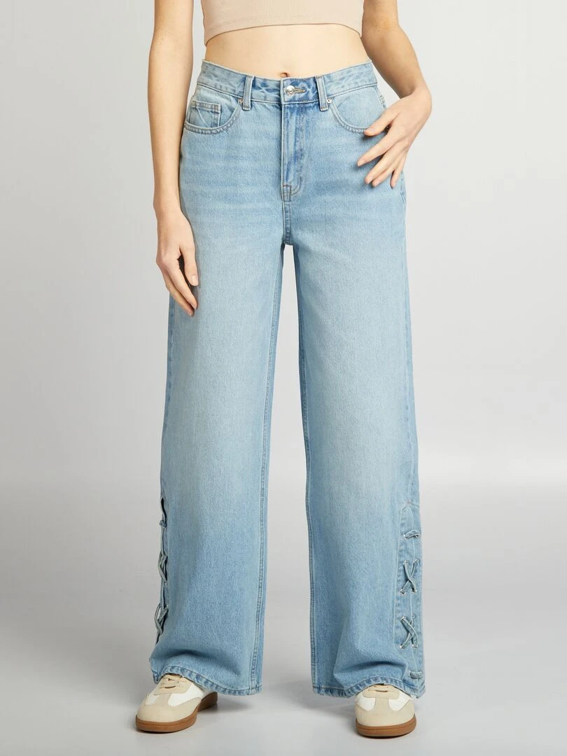 Jean wide leg avec lacets Bleu
