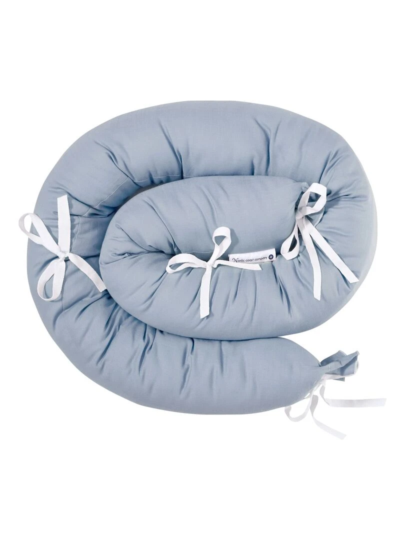 Tour de lit en coton bleu 180 x 9 cm   Bleu