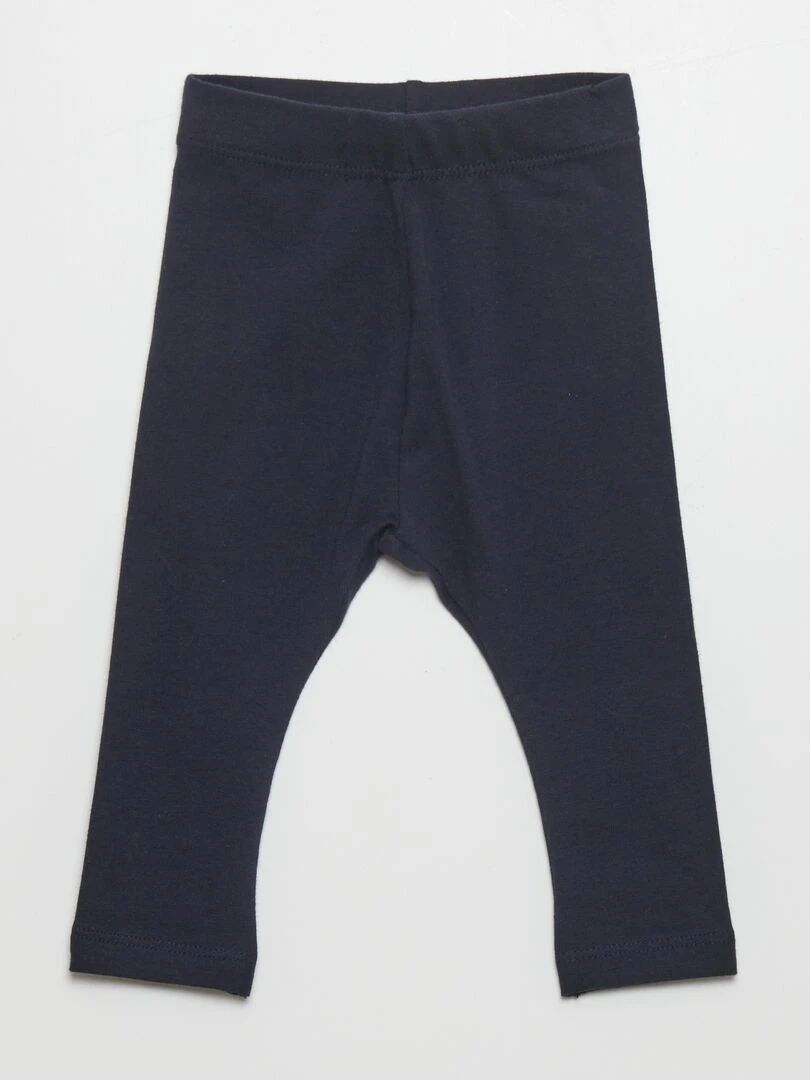 Legging long uni en maille jersey bleu marine