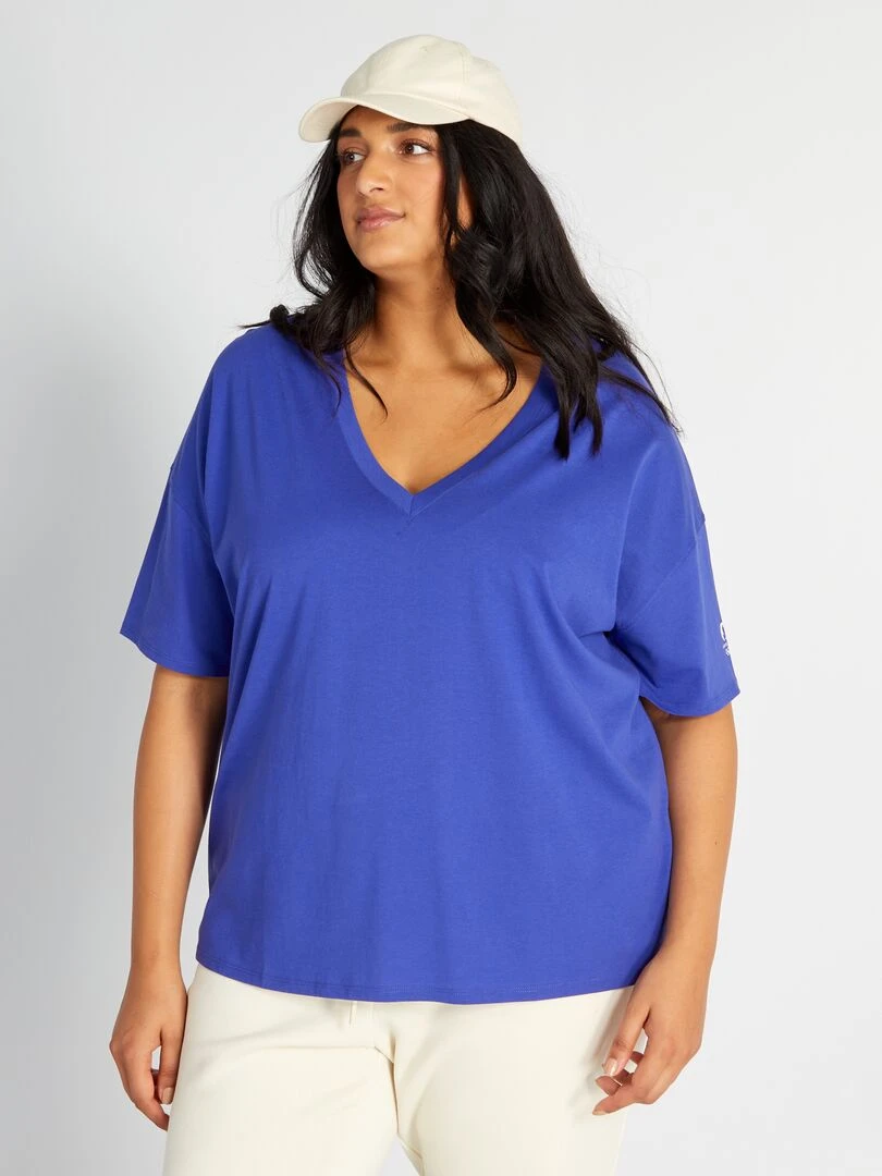 Tee shirt col V Paris 2024 Bleu violet