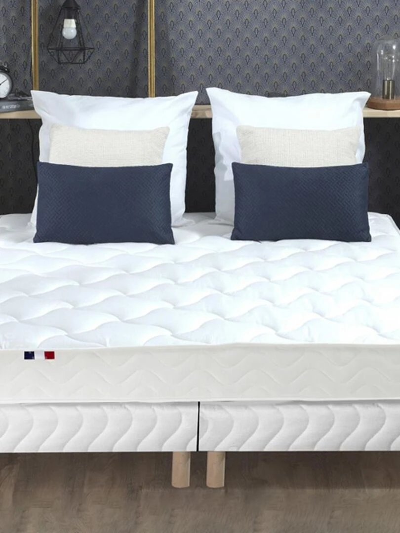 Ensemble Matelas Mousse ferme réversible ALTO + Sommier Made in France   Sommier Blanc   Blanc