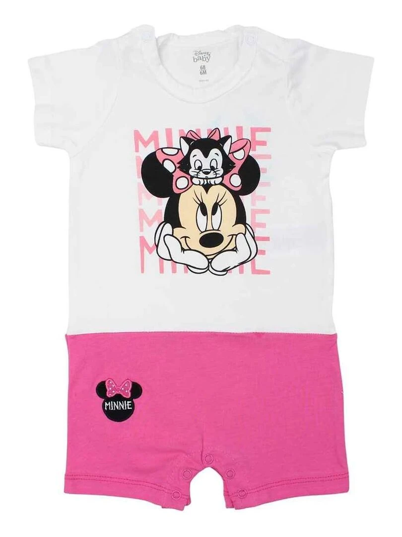 Disney Combishort bébé fille imprimé Minnie en coton Rose