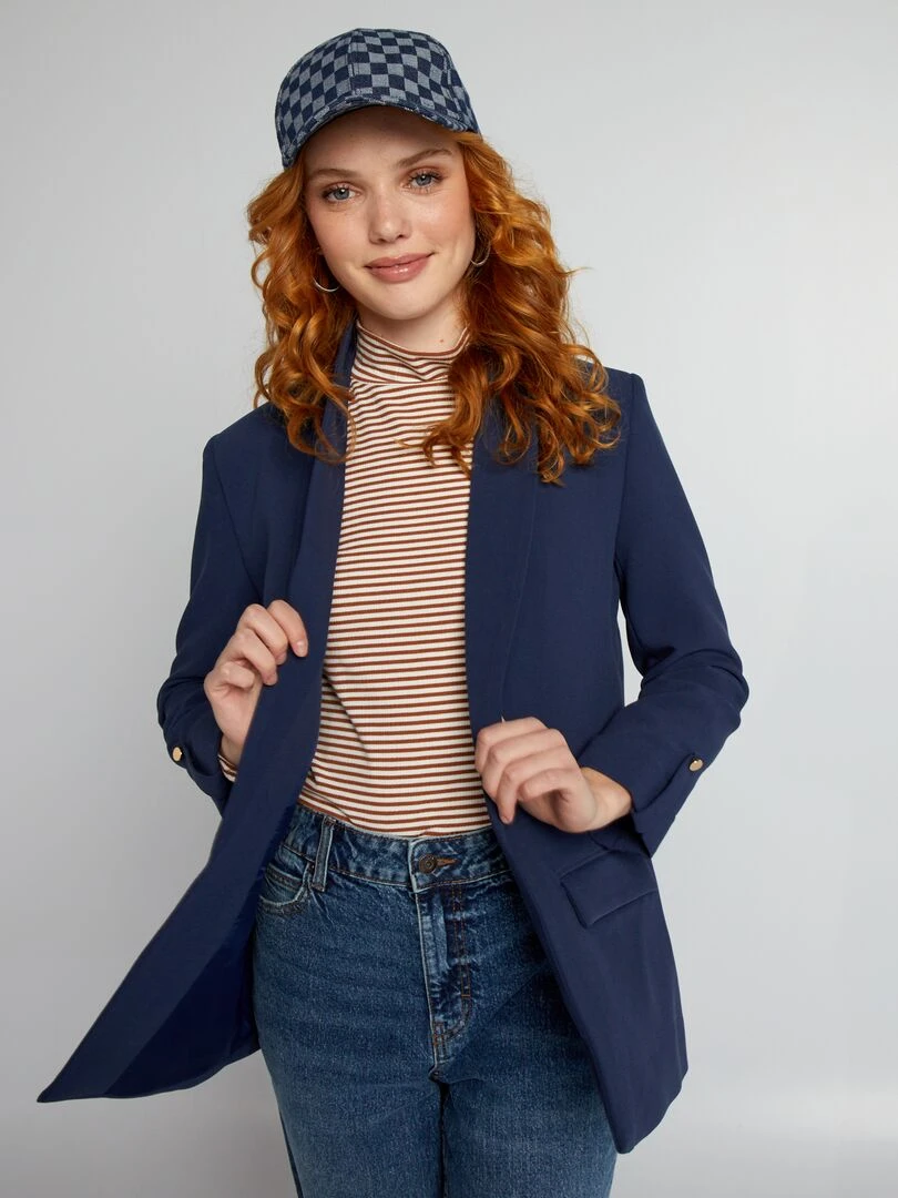 Veste blazer aux manches 3/4 Bleu marine