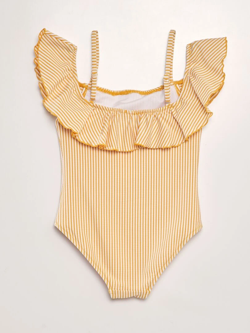 Maillot de bain rayé   1 pièce   Jaune