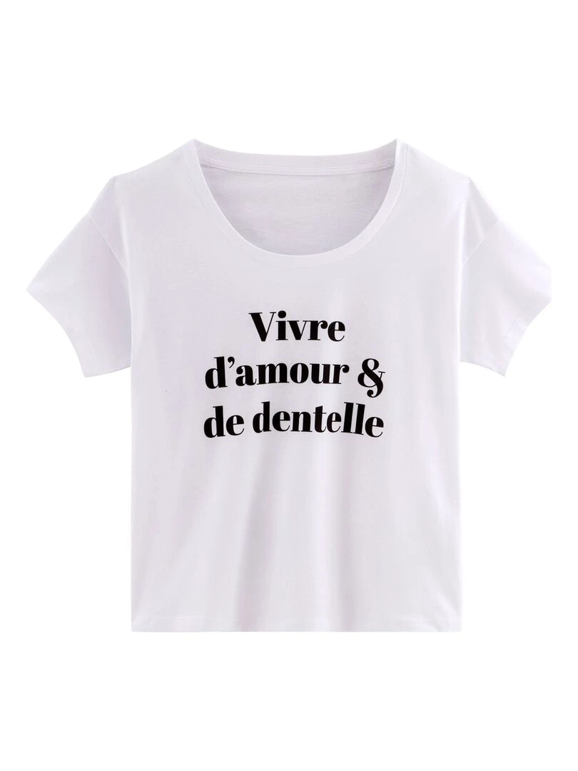 T shirt VIVRE D'AMOUR Pomm'Poire Blanc