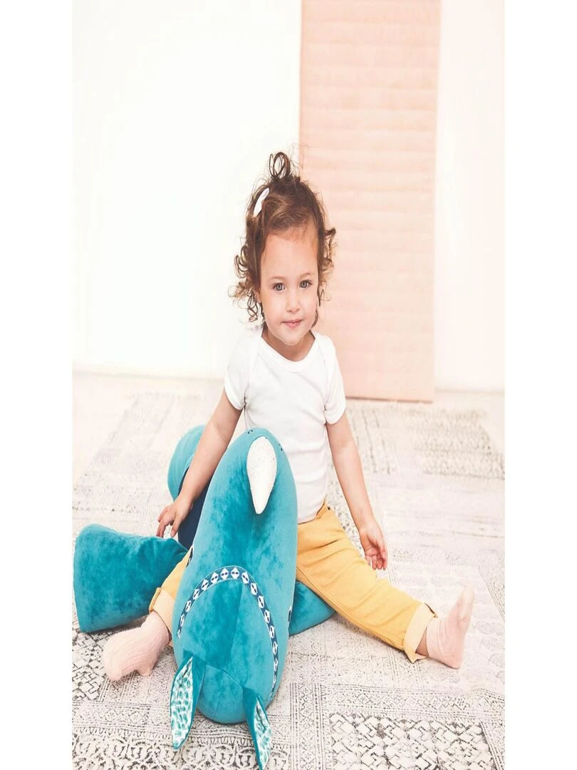 Peluche Géante Marius Le Rhinocéros (90 Cm)   Bleu