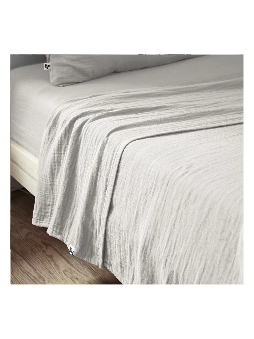 Drap plat double gaze de coton Gaia Gris