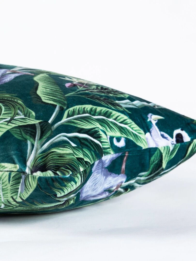 Coussin en velours avec imprimé Monkey 'Deko&co'   Gris Vert