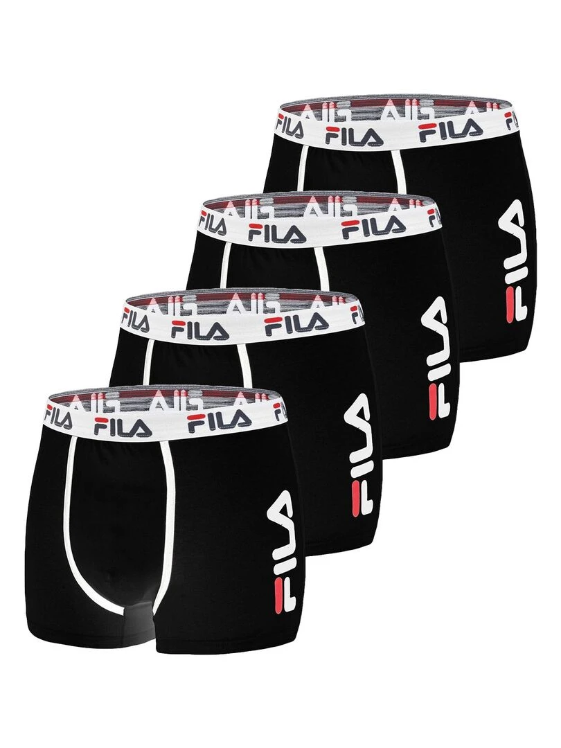 Lot de 4 Boxers Coton homme FU5040 Uni Fila Noir