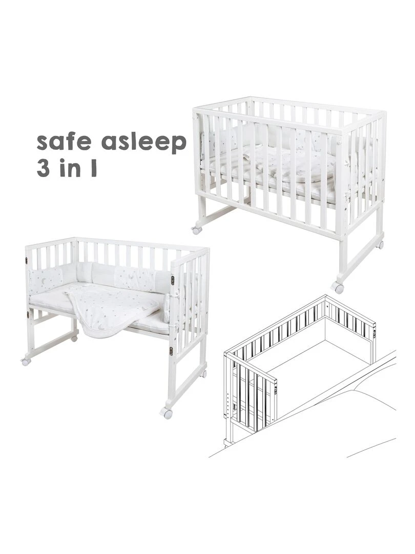 ROBA Berceau Cododo Safe Asleep® 3en1 + Équipement "Sternenzauber"   Blanc