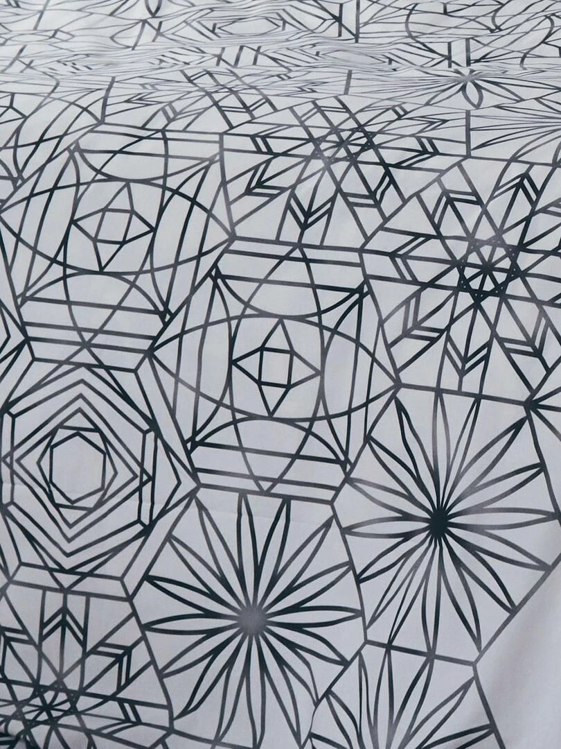 Housse de couette aux motifs floraux et graphiques   Blanc