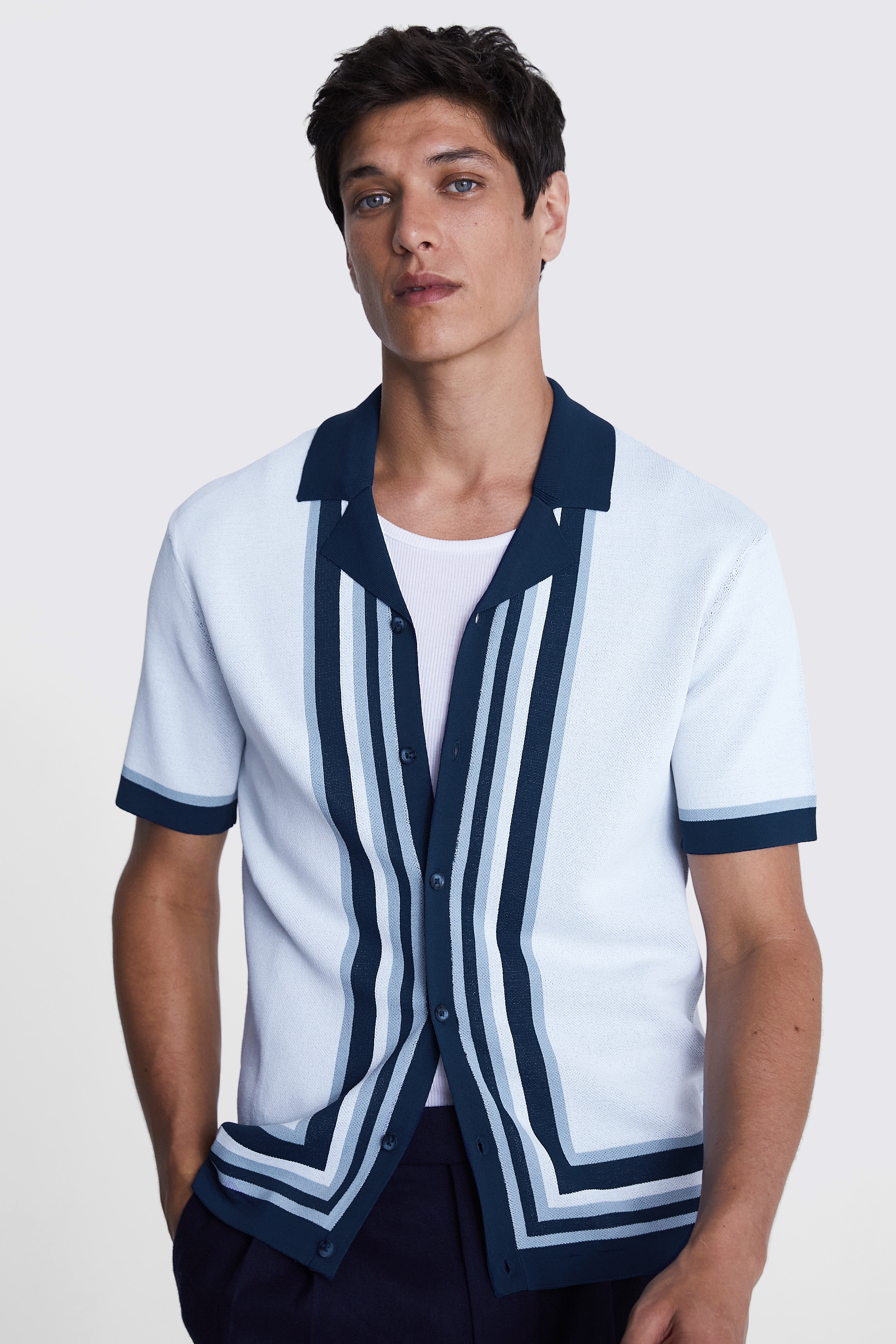 Tailored Fit White Linen Grandad Collar Shirt   Buy Online at Moss