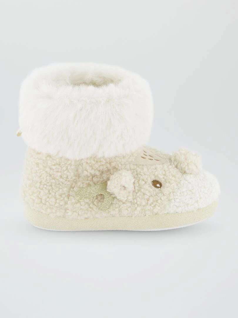 Bonnet avec pompon et fil brillant   beige