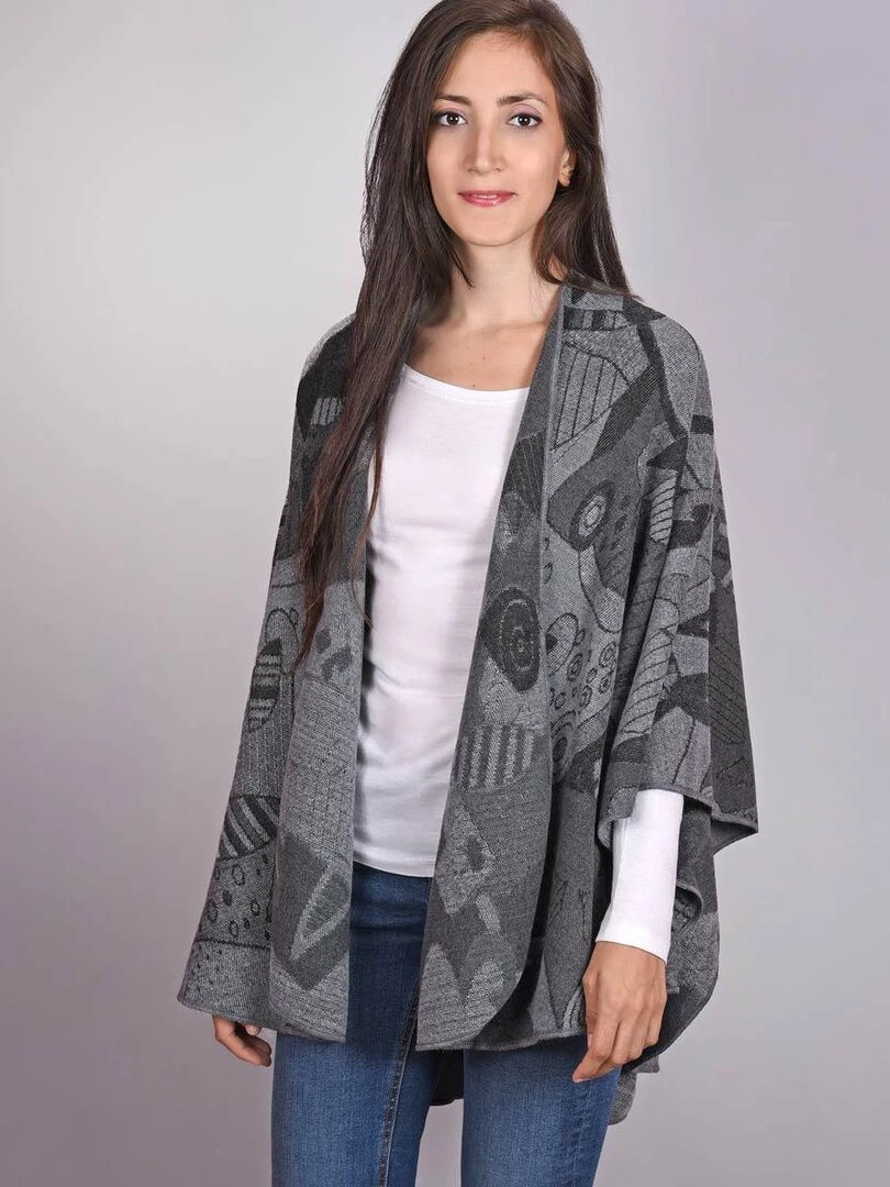 Poncho Betsy Fabriqué en France Gris