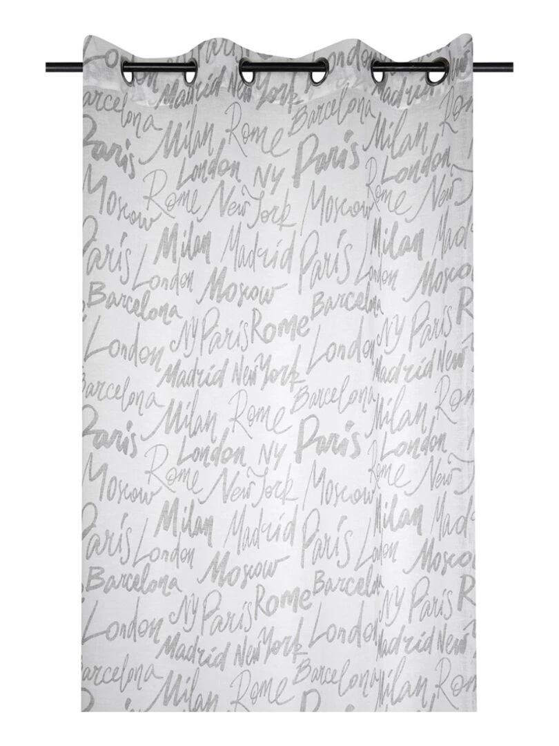 Voilage à œillets 140x260 cm Capitales blanc Blanc