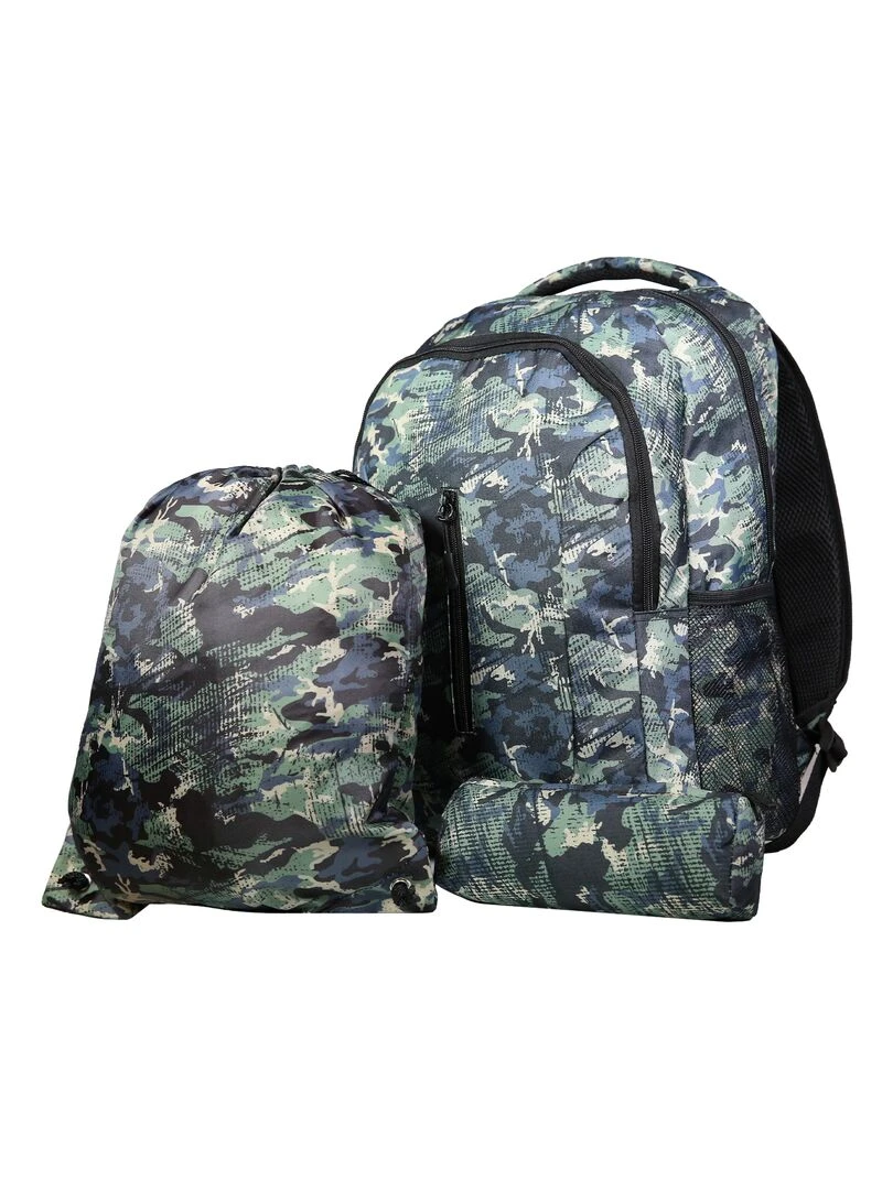 BAGTROTTER Set de sac à dos sac gym et trousse Bagtrotter Vert Camouflage Vert