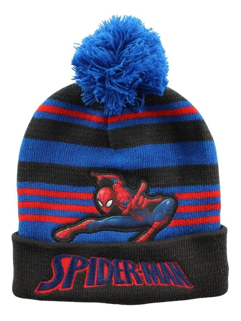 Disney Bonnet garçon imprimé Spiderman Noir