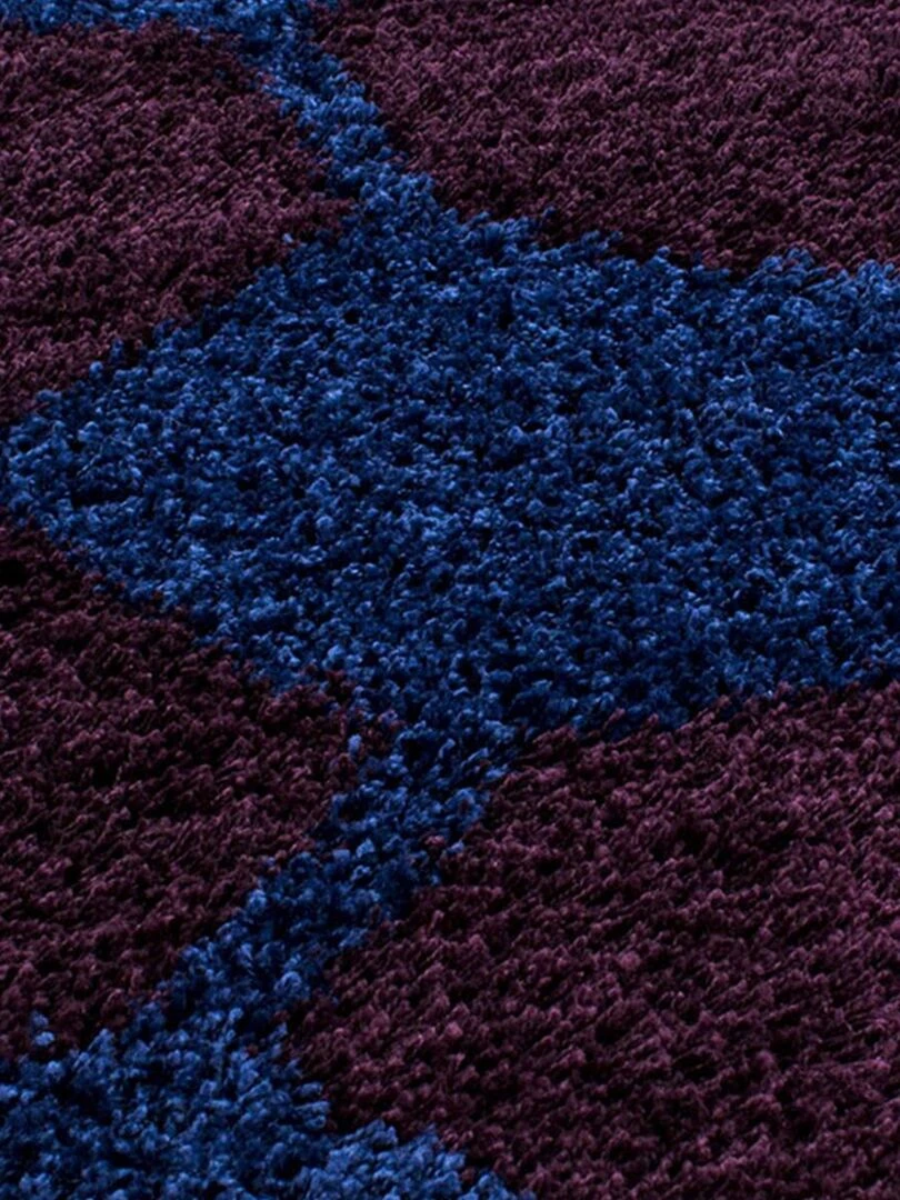 Tapis enfant tapis rond Ø 120cm SHAGGY FOOT Bleu OEKO TEX idéal pour Salon Bleu