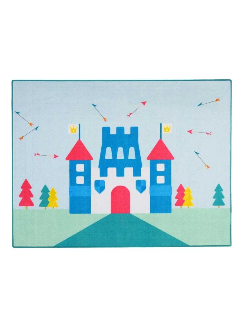 Tapis enfant LITTLE PRINCE CASTLE MD Bleu 95x125 Fait en Europe en nylon Bleu