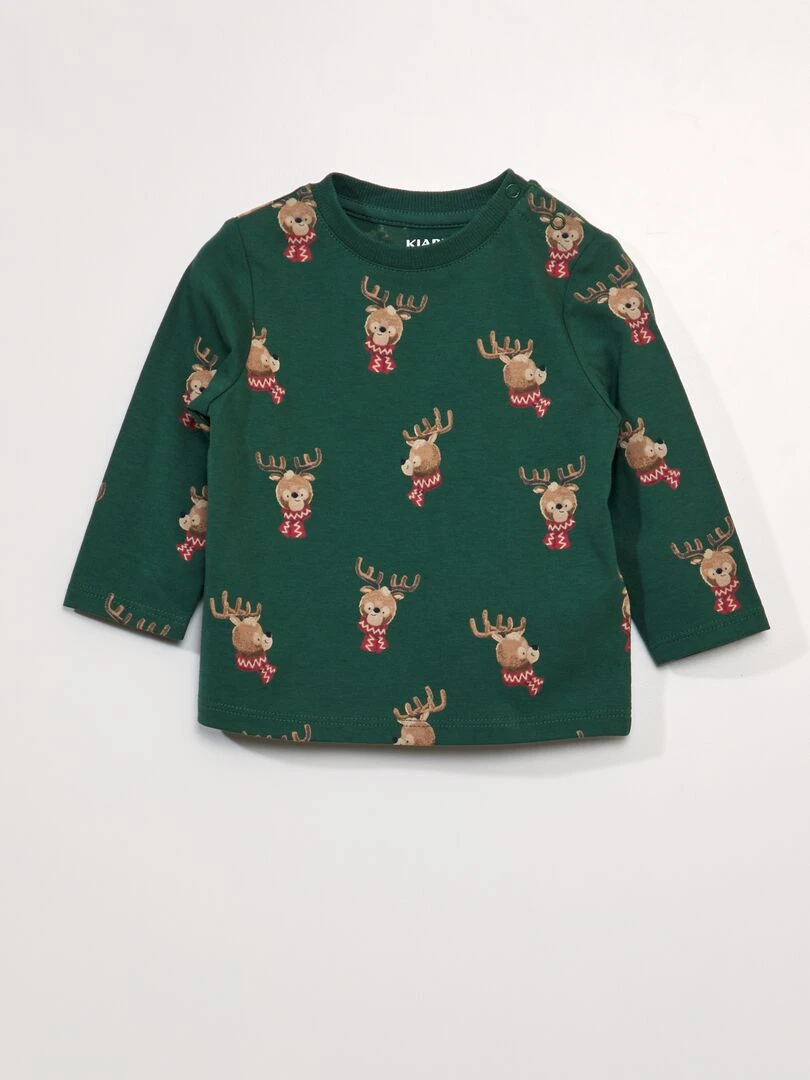 T shirt de Noël avec cerf   Vert
