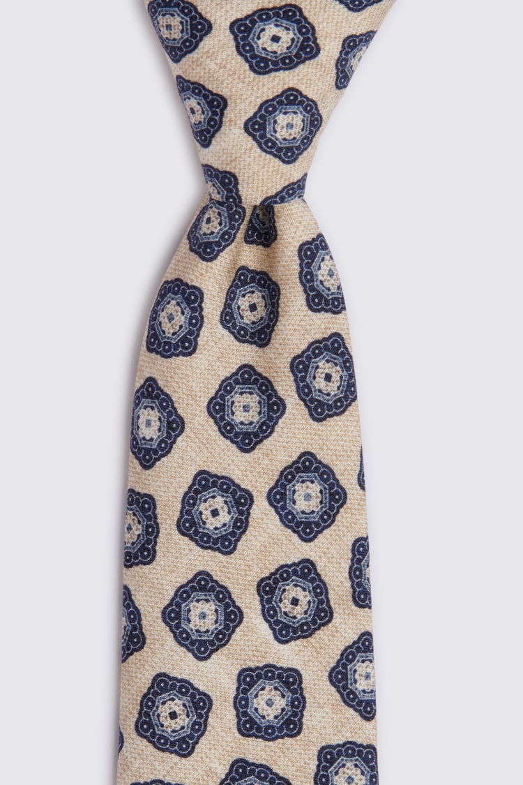 Bottinelli Neutral & Navy Silk Medallion Tie Buy Online at Moss