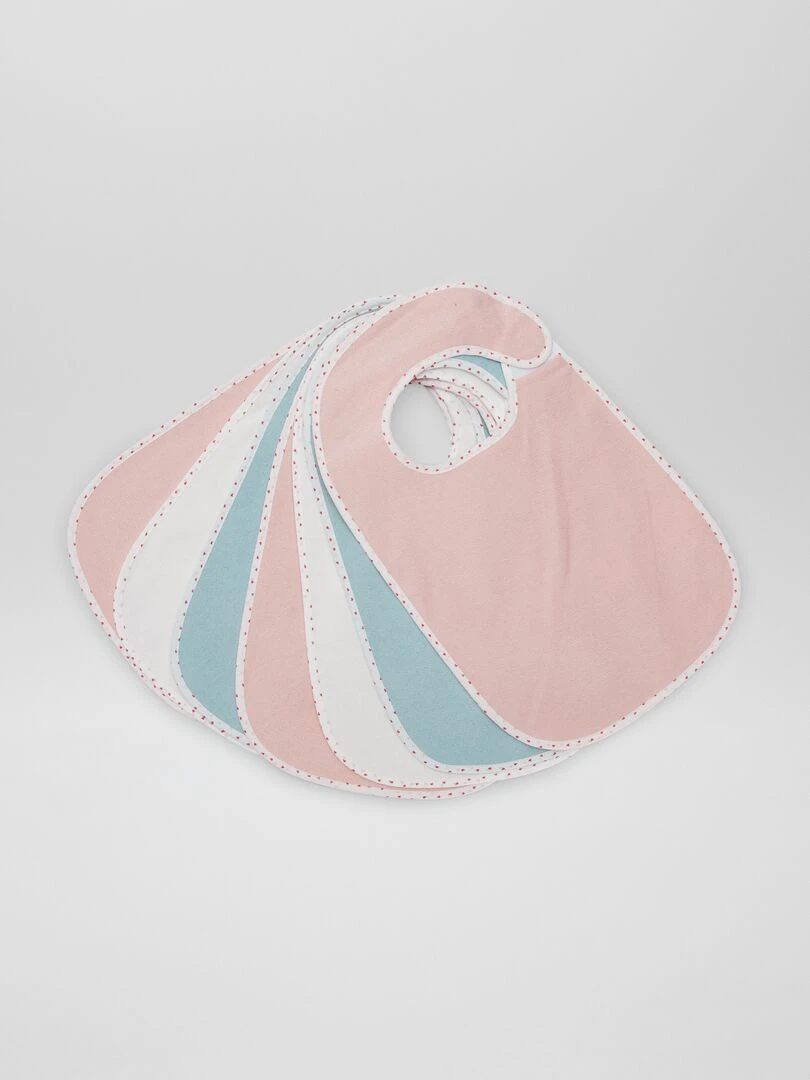 Le lot de 7 bavoirs éponge doublés Rose/bleu