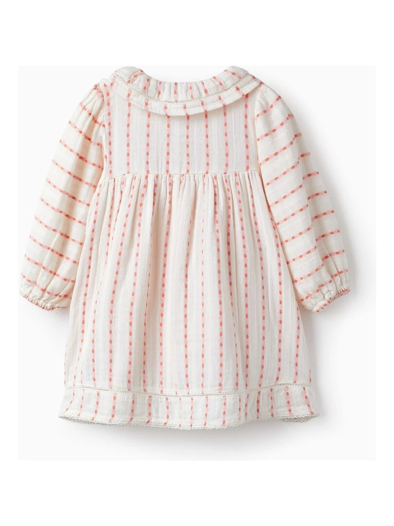 Robe en coton pour bébé fille manches longues SICILIAN DAYS Blanc