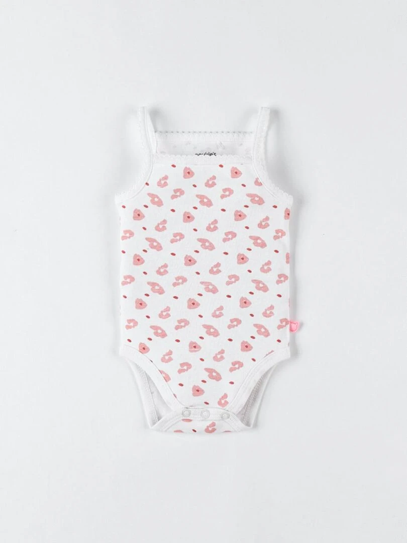 Body bretelles en coton bio écru/rose Noukie's Rose