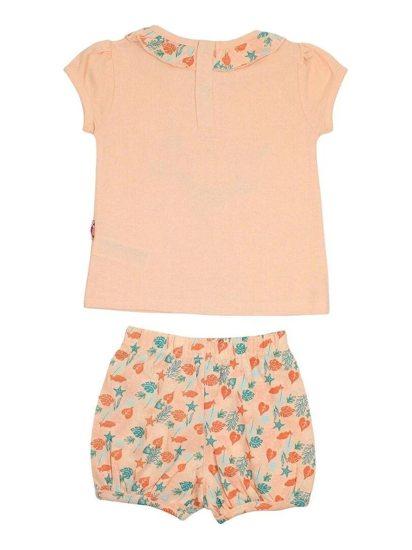 Lee Cooper Ensemble T shirt short bébé fille Imprimé Lee Cooper Orange corail