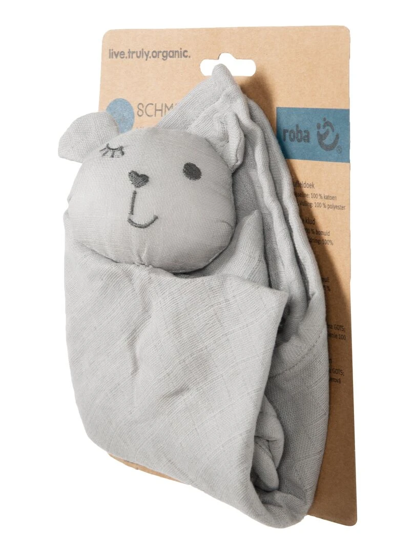 ROBA Doudou Ours "Lil Planet"   Coton Bio Certifié OEKOTEX   Gris argenté   Gris
