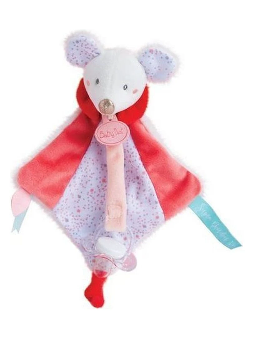 Doudou Babynat Souris Rose Attache tétine Les Super doudous Rose
