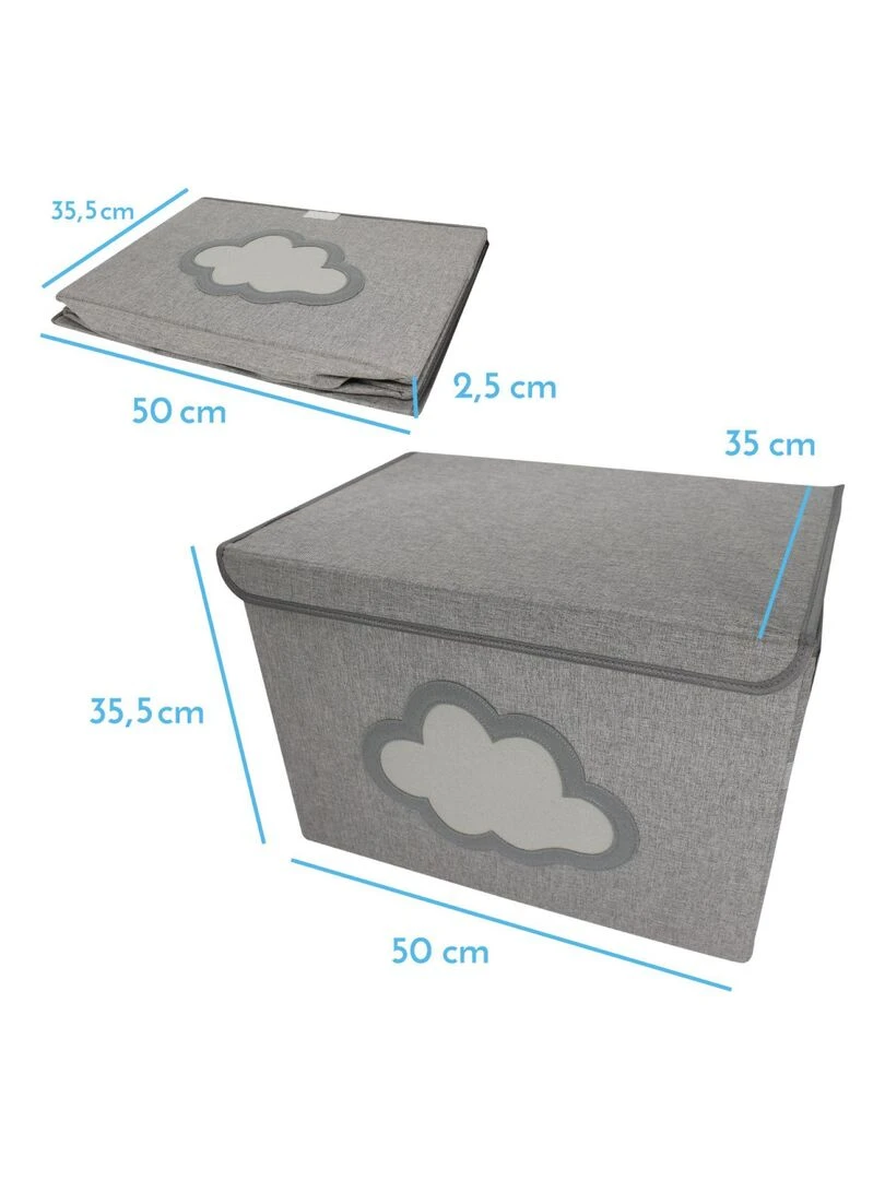 Lot de 5 boites de rangement coffre à jouets pour enfant avec couvercle Monsieur Bébé Gris
