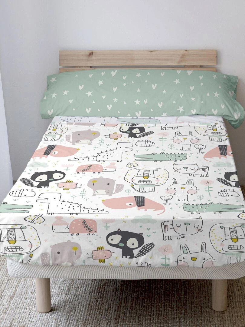 Parure de lit 2 pièces Best buddies "Happyfriday" Blanc