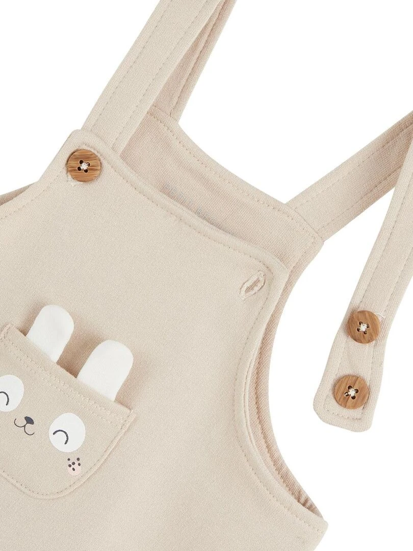 Ensemble salopette bébé et t shirt Mini Panda   Beige sable