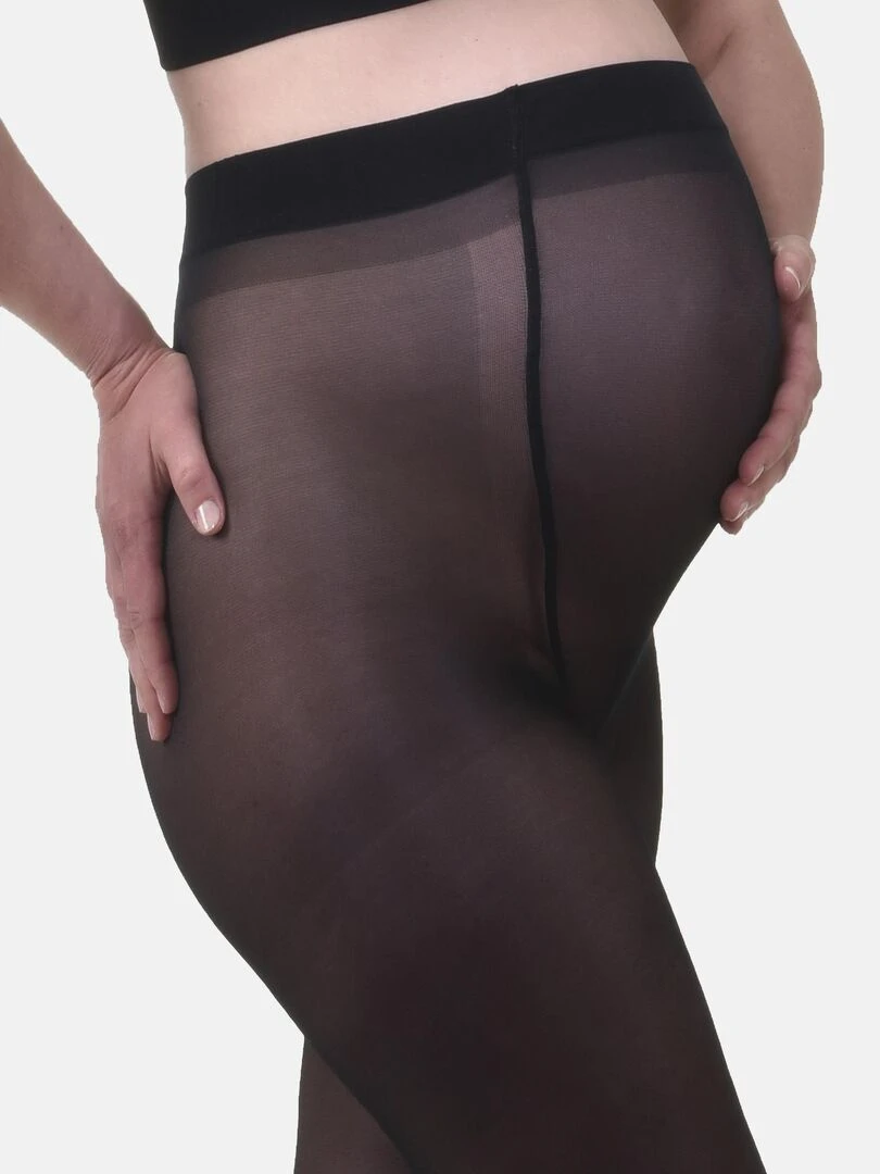 Collants de grossesse transparant confortables 20den avec motif de couture inverse (Mamsy) Noir