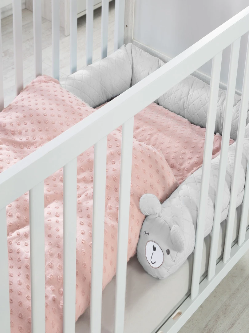 ROBA Serpent de Lit Bébé "roba Style" 170 cm Avec Visage d'Ours Gris Argenté Gris