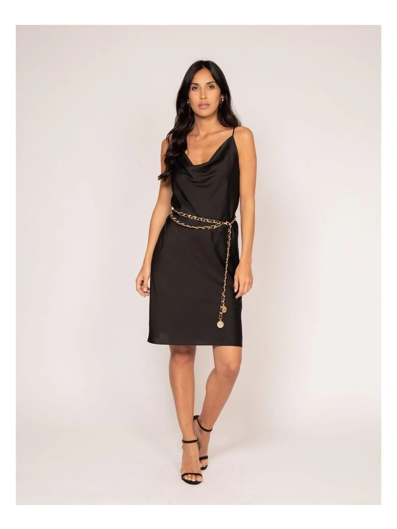 Robe courte satin IDALIA   Noir
