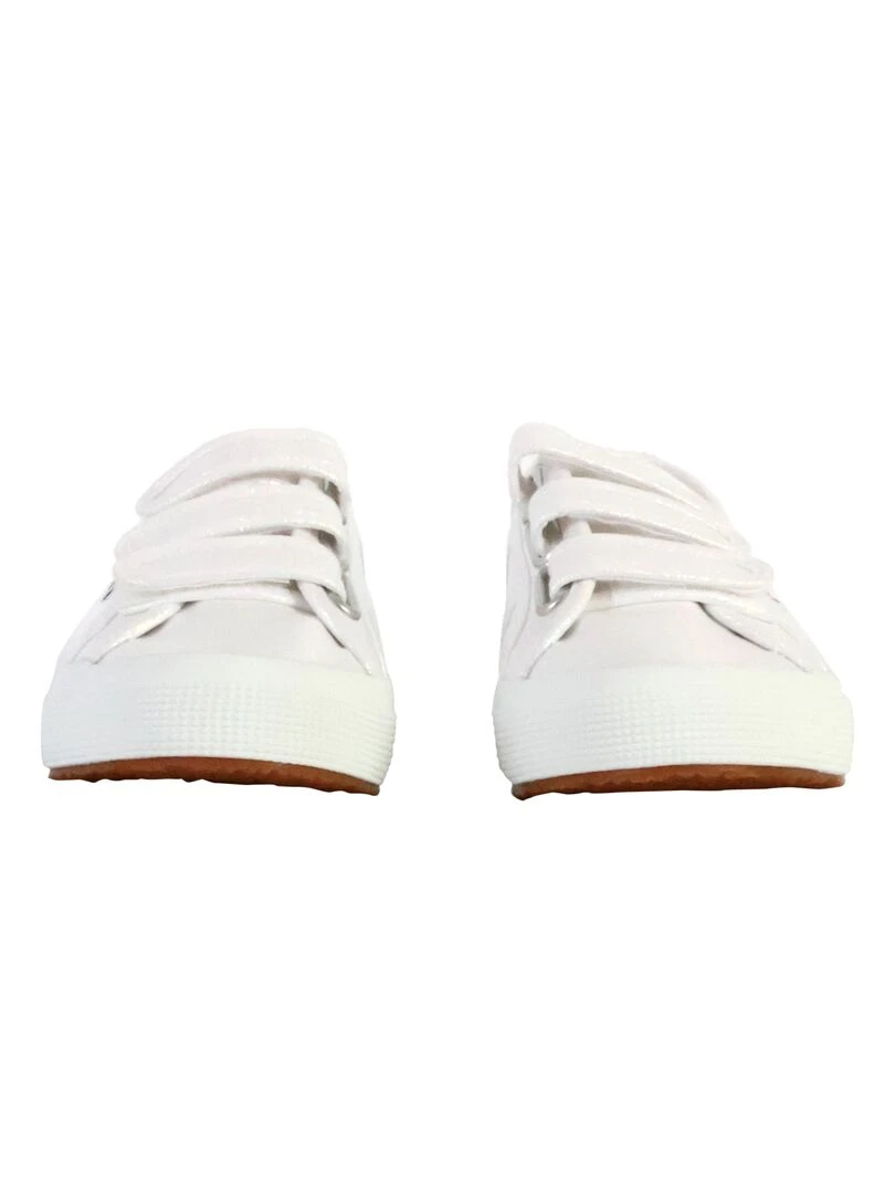 Basket Basse à Scratch Superga Straps Lame   Blanc