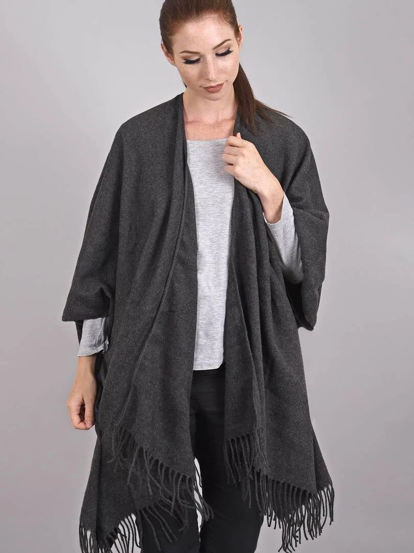 Poncho poches Casa Fabriqué en France gris anthracite