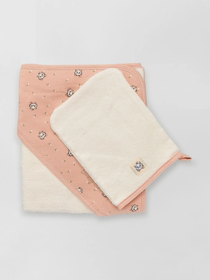 Cape de bain + gant de toilette ROSE