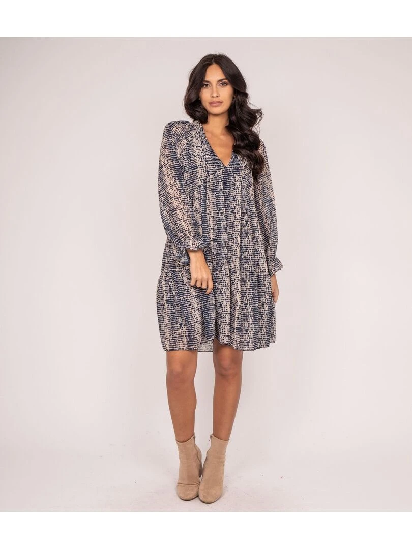 Robe courte motifs ITZEL   Bleu