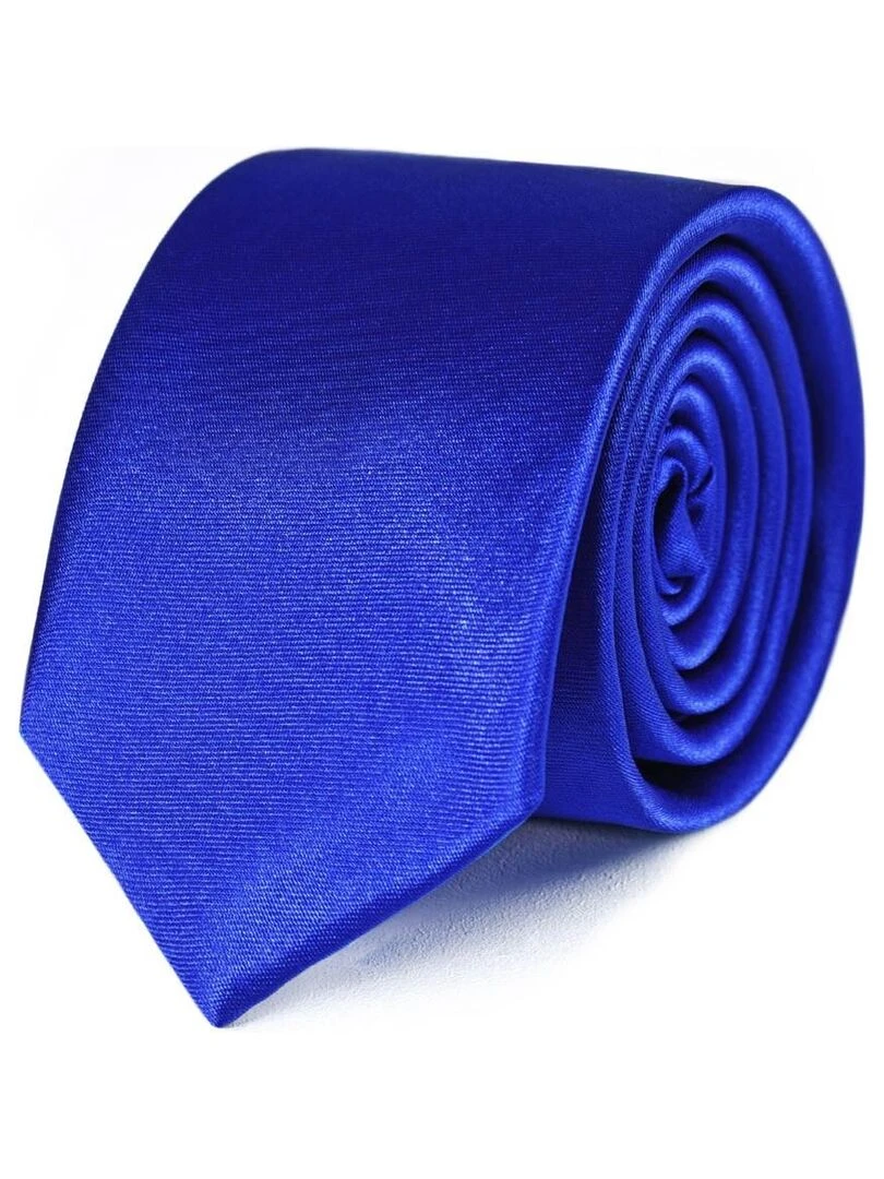Cravate Slim Satin Unie Fabriqué en Europe Bleu saphir