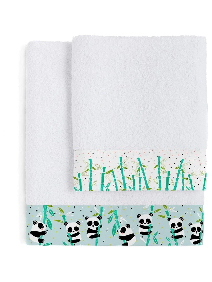 Lot de serviettes Panda garden blue "Happyfriday" Bleu