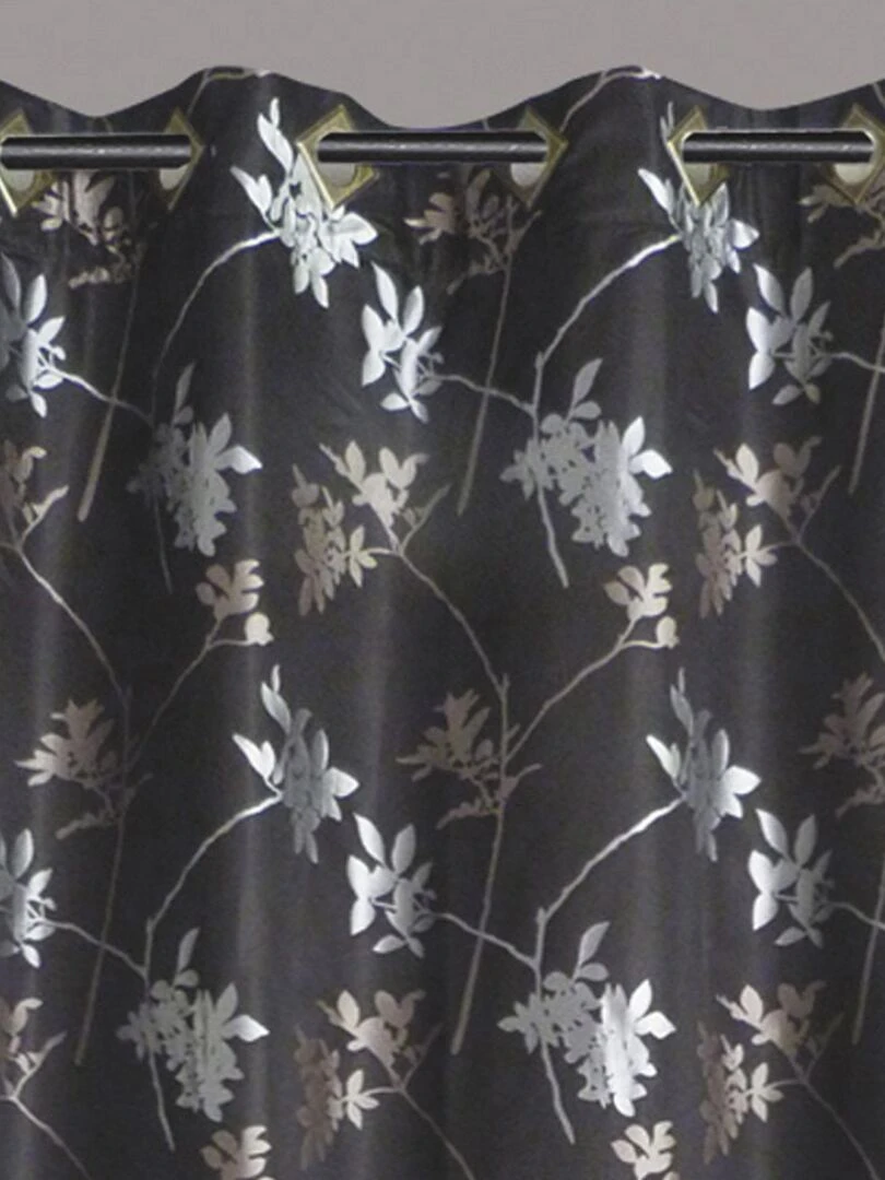 Rideau d'Ameublement à Jacquard Floral Gris clair